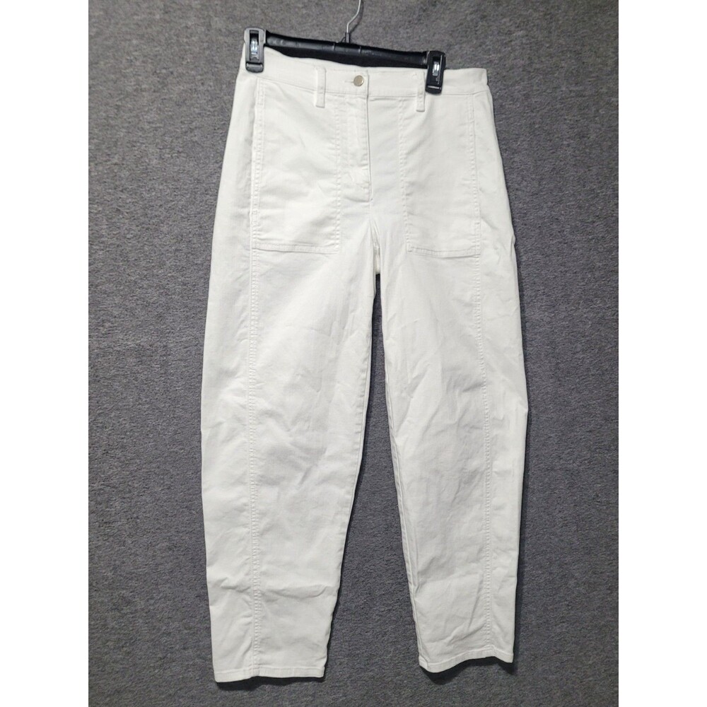 Eileen Fisher XS pants ankle white tapered pocket mid-rise sheer organic cotton